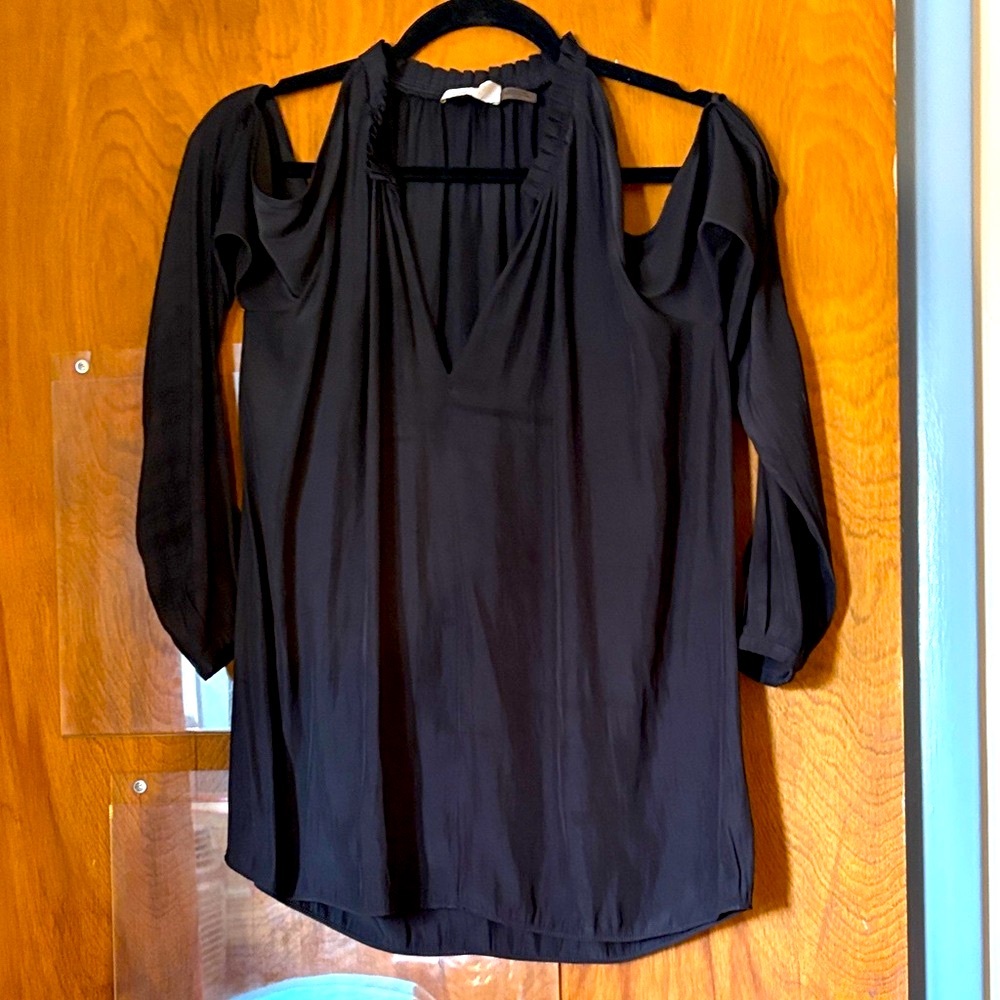 Ramy Brook Women’s Black Cold Shoulder and Sleeve Blouse